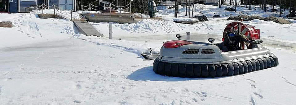 Twin engine Hovercraft on frozen lake, hovercraft for sale